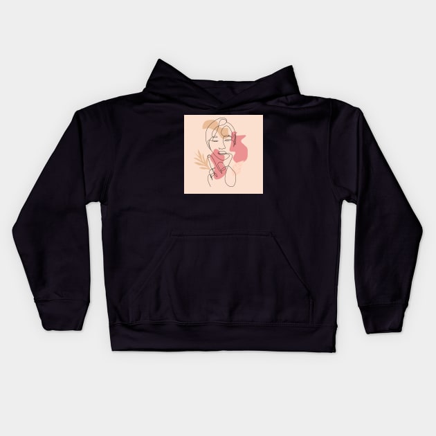 Abstract middle finger line art Kids Hoodie by opiro